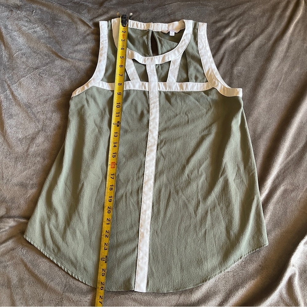 Candie's Sage Green Tank Top with White Accents - Picture 6 of 9